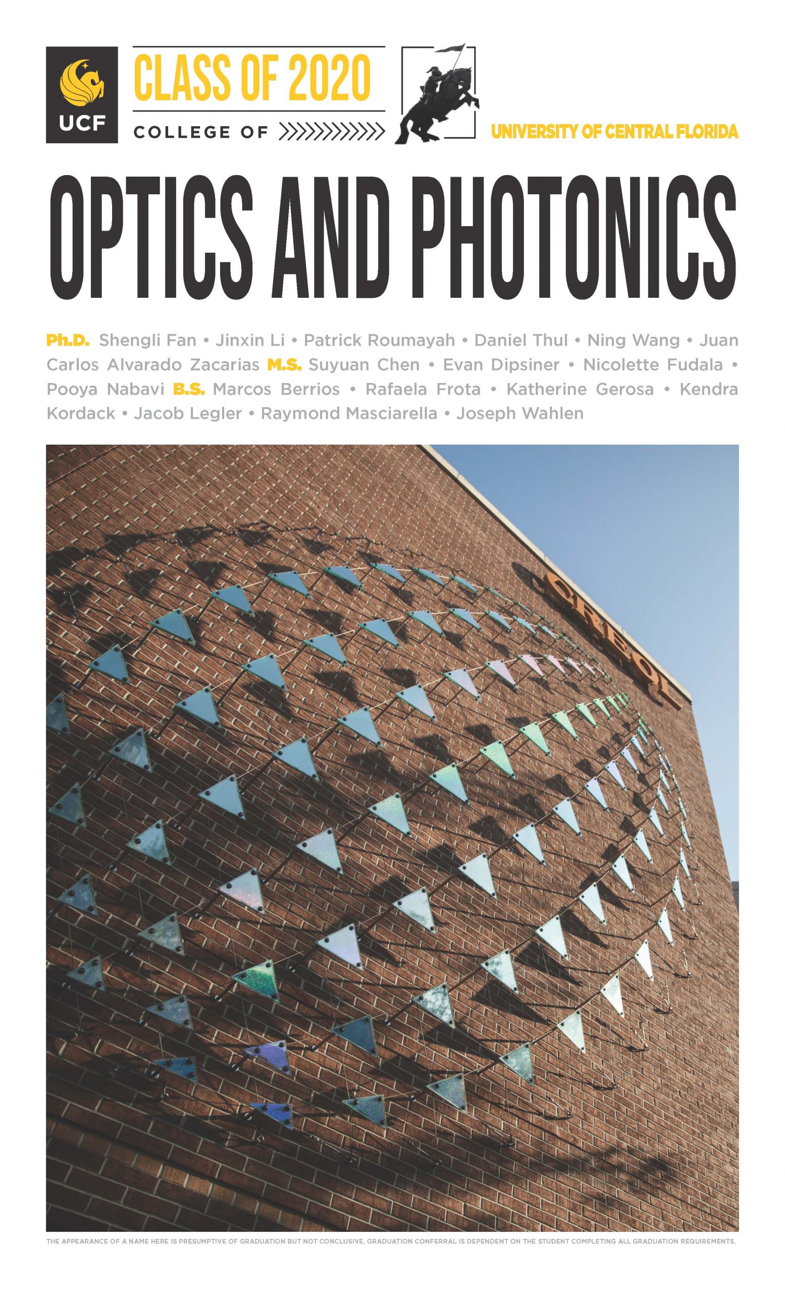 Fall 2020 Graduates CREOL, The College of Optics and Photonics