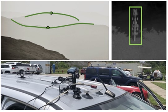 Imagery from onboard cameras can be used to estimate position by recognizing features in the scene.
