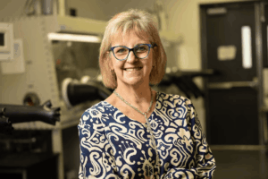 Presented by the SCHOTT Group and the Ernst Abbe Fund, the award recognizes outstanding contributions to research and technology in glass, glass-ceramics and advanced materials. Richardson shares this year’s honor with Iowa State University researcher Steve Martin. (Photo by Antoine Hart)