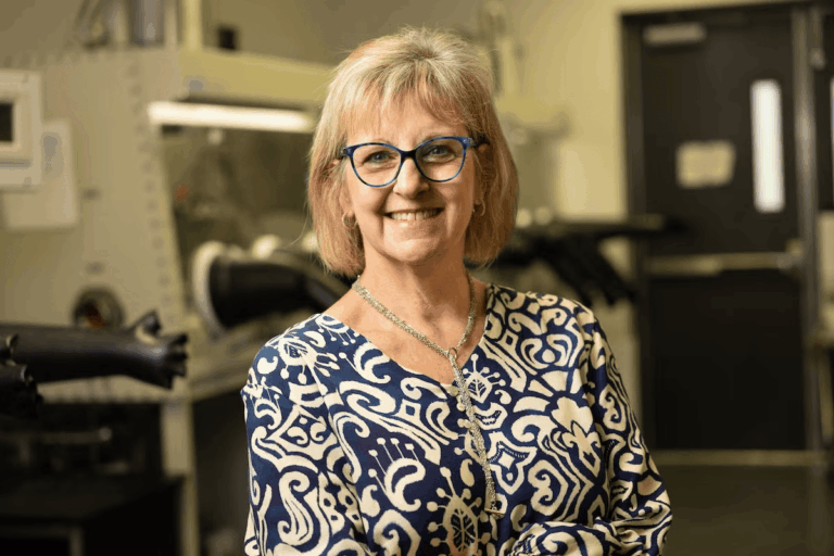 Presented by the SCHOTT Group and the Ernst Abbe Fund, the award recognizes outstanding contributions to research and technology in glass, glass-ceramics and advanced materials. Richardson shares this year’s honor with Iowa State University researcher Steve Martin. (Photo by Antoine Hart)